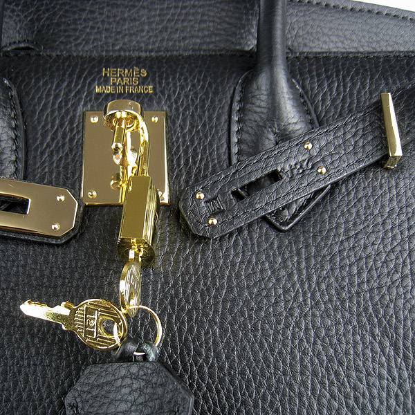 Replica Hermes Birkin 30CM Togo Leather Bag Black 6088 On Sale - Click Image to Close